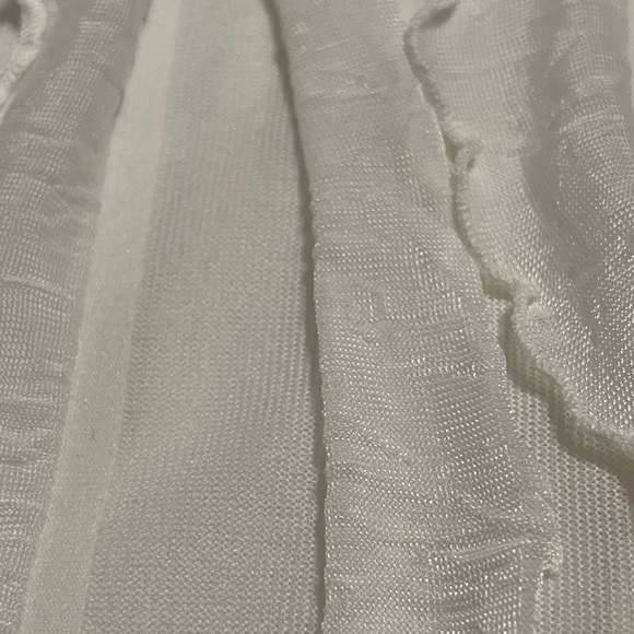 Andrea Missy Short Sleeve Flowy Vented Soft Ruffled Boho Blouse, Sz S, White - Picture 4 of 4